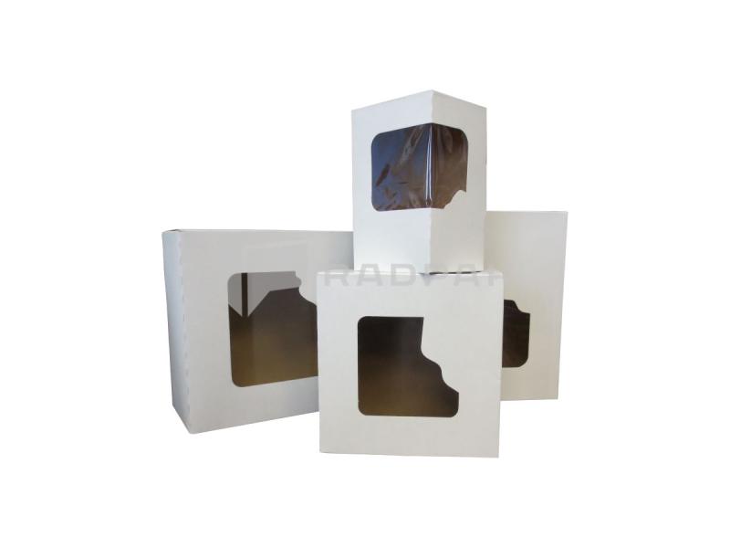 PUDEŁKA CUKIERNICZE KLEJONE BIAŁE 25x15x8CM + OKNO A50