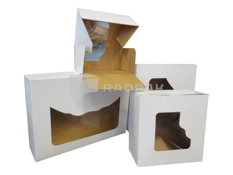 PUDEŁKA CUKIERNICZE KLEJONE BIAŁE 25X25X12CM + OKNO A50