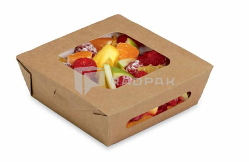 PUDEŁKO PAPIEROWE Z OKIENKIEM NA SAŁATKI SBH1212K40 120X120X40 A50