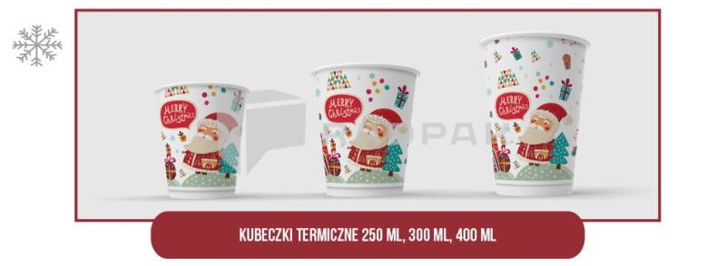 KUBEK PAPIEROWY TERMICZNY ŚWIĄTECZNY 400ML 90MM A20