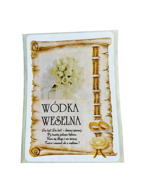 NAKLEJKI WESELNE NA BUTELKĘ, WÓDKA WESELNA A25