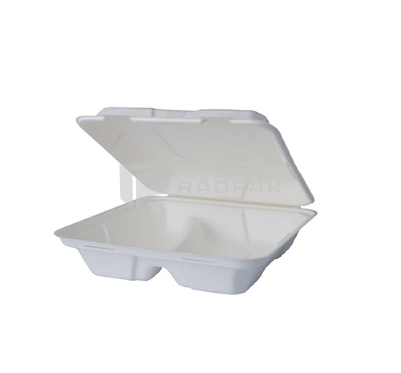 POJEMNIK 2-DZIELNY Z TRZCINY CUKROWEJ  230X205 29938 A50