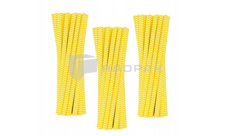 SŁOMKI PAPIEROWE 8MM/23CM ZYGZAKI ŻÓŁTE A100