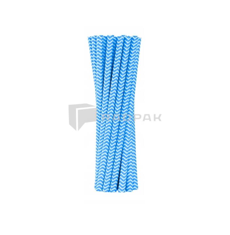 SŁOMKI PAPIEROWE 8MM/23CM ZYGZAKI NIEBIESKIE A100