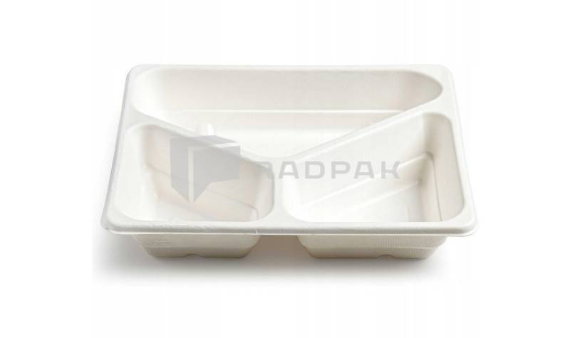 POJEMNIK DO ZGRZEWU Z TRZCINY CUKROWEJ 227X178X50 TRÓJDZIELNY 46532 A50