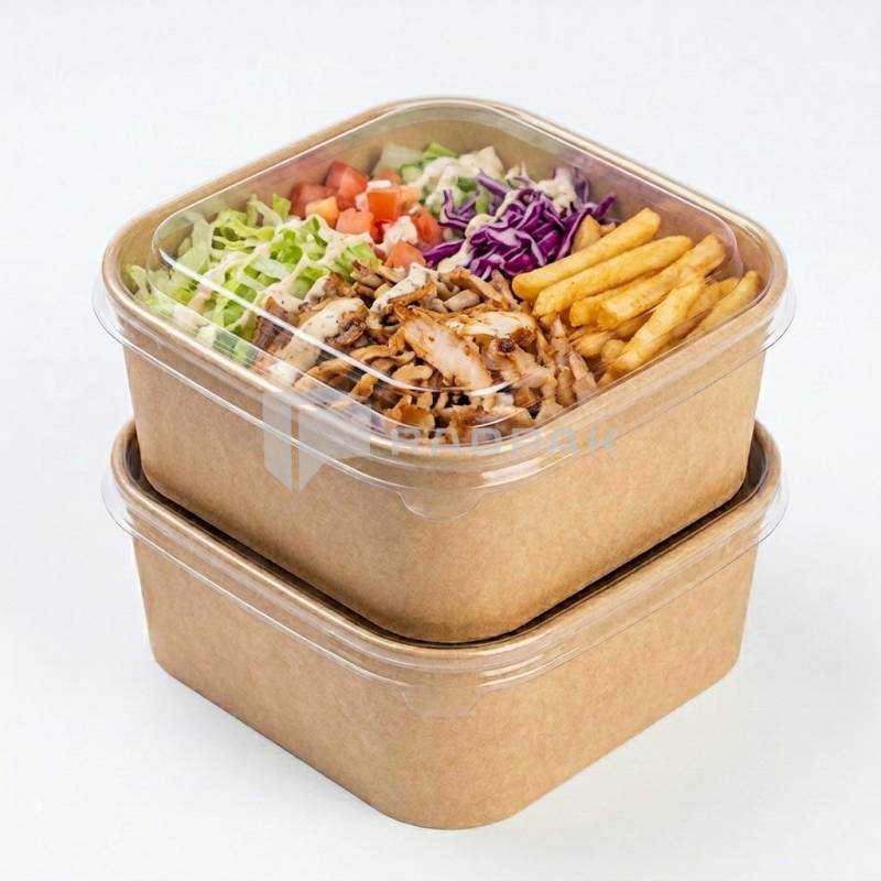 POJEMNIK PAPIEROWY KWADRATOWY KRAFT 750ML POTCART754C 50szt  (1)