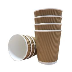 Obrazek dla: KUBEK PAPIEROWY RYFLOWANY KRAFT 0% PLASTIC 400ML 2W A25